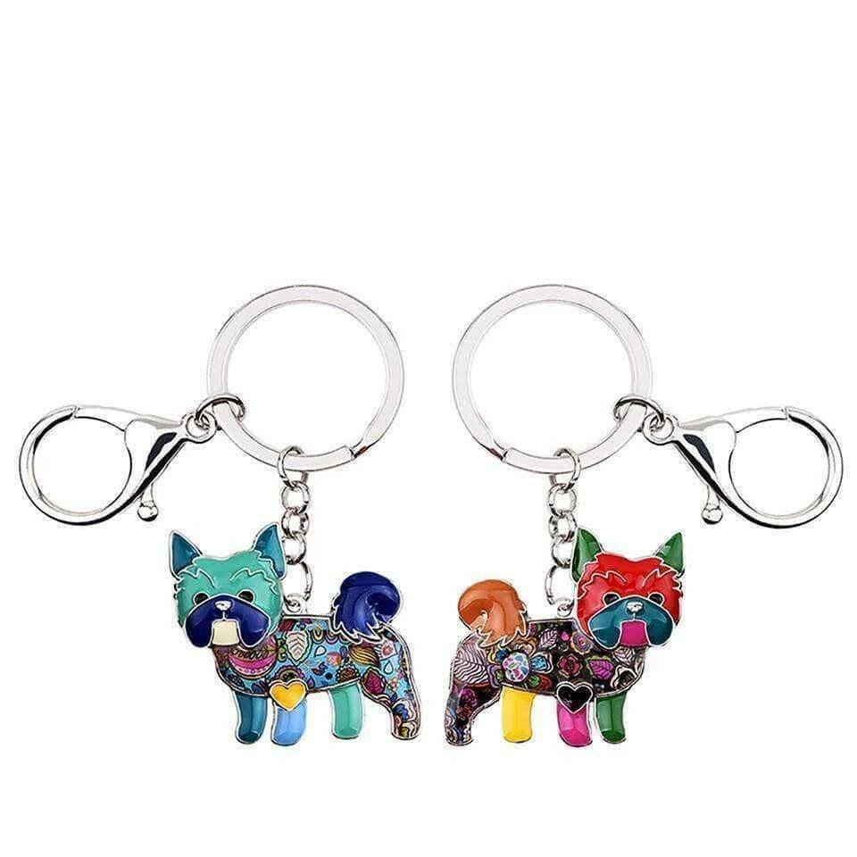 The Fashion Gift Shop: Yorkshire Terrier Dog Hand - Painted Mosaic Keyring Bag Charm Great Gifts by Fashion Accessories, Bag Charms & Keyrings