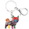 Yorkshire Terrier Dog Hand-Painted Mosaic Keyring Bag Charm Great Gifts - Multi