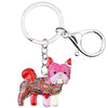 Yorkshire Terrier Dog Hand-Painted Mosaic Keyring Bag Charm Great Gifts - Pink