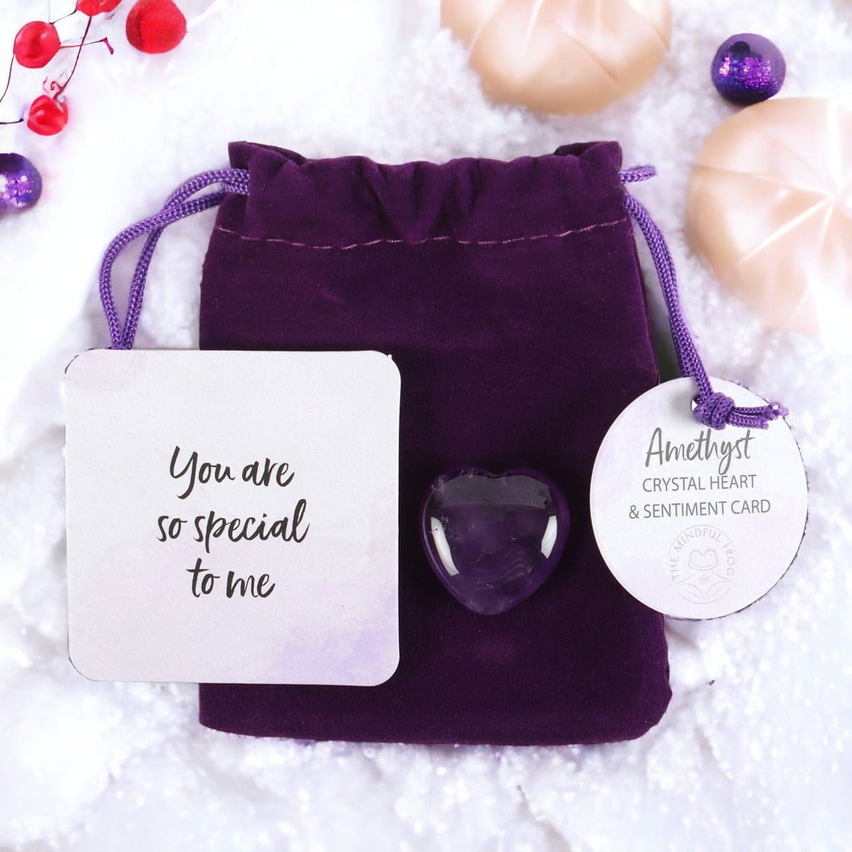 You Are Special to Me Amethyst Crystal Heart in a Bag - Lucky Crystals by Spirit of equinox